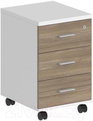 Тумба Norden С 3 ящиками и замком / SG.611.WH.OD (белый/дуб темный)