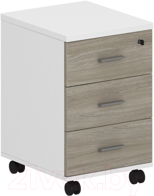 Тумба Norden С 3 ящиками и замком / SG.611.WH.OL (белый/дуб светлый)