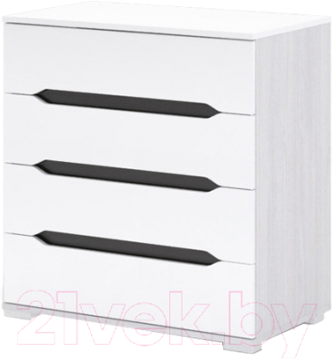 Комод Столица Мебели Валирия 4 ящика / КМ 031 (белый глянец/анкор)
