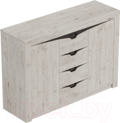 Тумба Мебельград Соренто с 4 ящиками и 2 дверцами (дуб бонифаций/кофе структурный матовый)