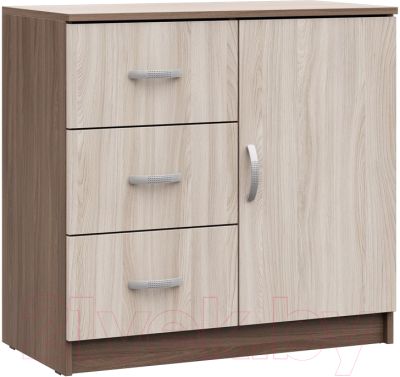 Комод Стендмебель Бася КМ-553-М 3 ящика 1 створка (ясень шимо светлый/ясень шимо темный)