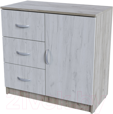 Комод Стендмебель Бася КМ-553-М 3 ящика 1 створка (дуб крафт белый/дуб крафт серый)