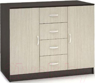 Комод Стендмебель Бася КМ-555-М 4 ящика 2 створки (дуб белфорт/венге)