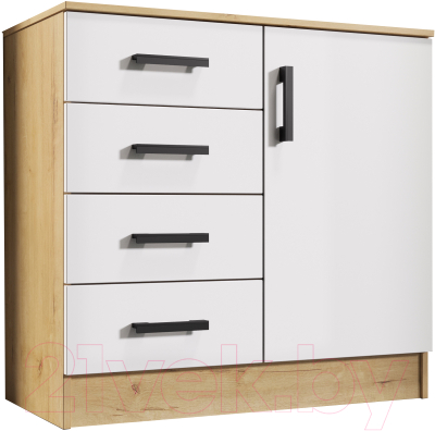 Комод МебельЭра К800 1Д (дуб вотан/белый гладкий)