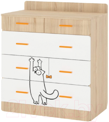 Комод Аквилон Кот №9.1 (туя светлая/белый)