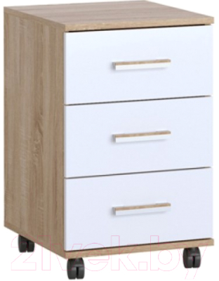 Тумба Памир ПКС-9 выкатная для стола (дуб сонома/белый глянец)