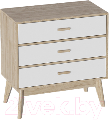 Комод Мебельград Калгари (дуб натуральный светлый/белый матовый)