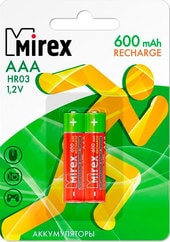 Аккумулятор Mirex AAA 600mAh 2 шт HR03-06-E2