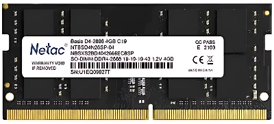 Netac Basic 4GB DDR4 SODIMM PC4-21300 NTBSD4N26SP-04