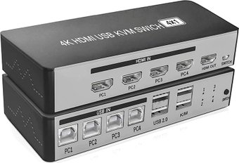 KVM переключатель USBTOP 4K HDMI USB Type-A/USB Type-B х4