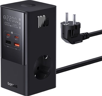 Сетевое зарядное Baseus PowerCombo Tower PowerStrip 2AC2+U2+С 100W CCGAN100-S2ACE